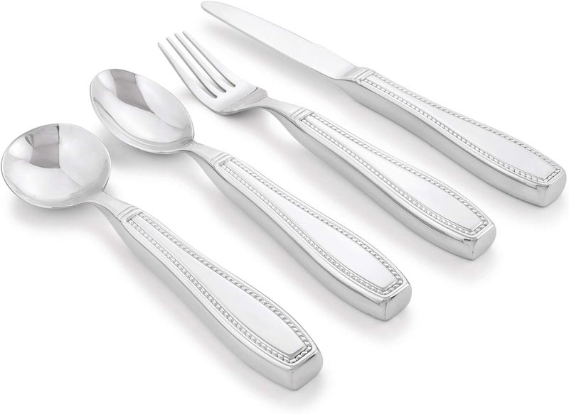 Celley Weighted 7 oz Eating Utensils by , 4pc Stainless Steel Knife Fork Spoon Set for Tremors - Image 1